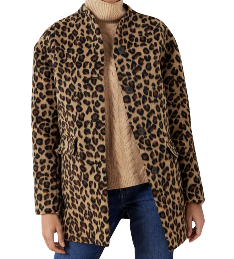 Leopard Wool-Blend Coat